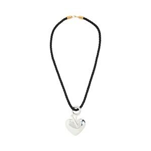 TIMELESS PEARLY Black Cord Necklace with Silver Heart